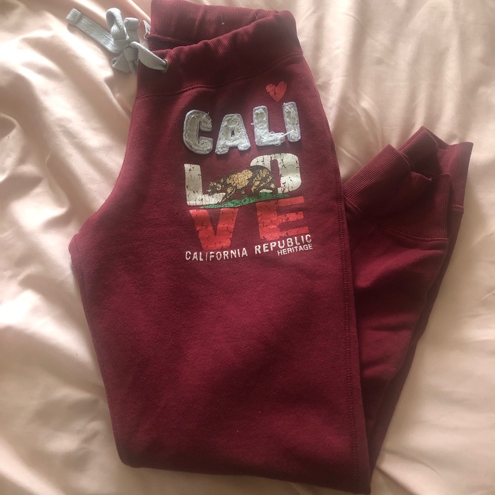 Burgundy Cuffed sweats